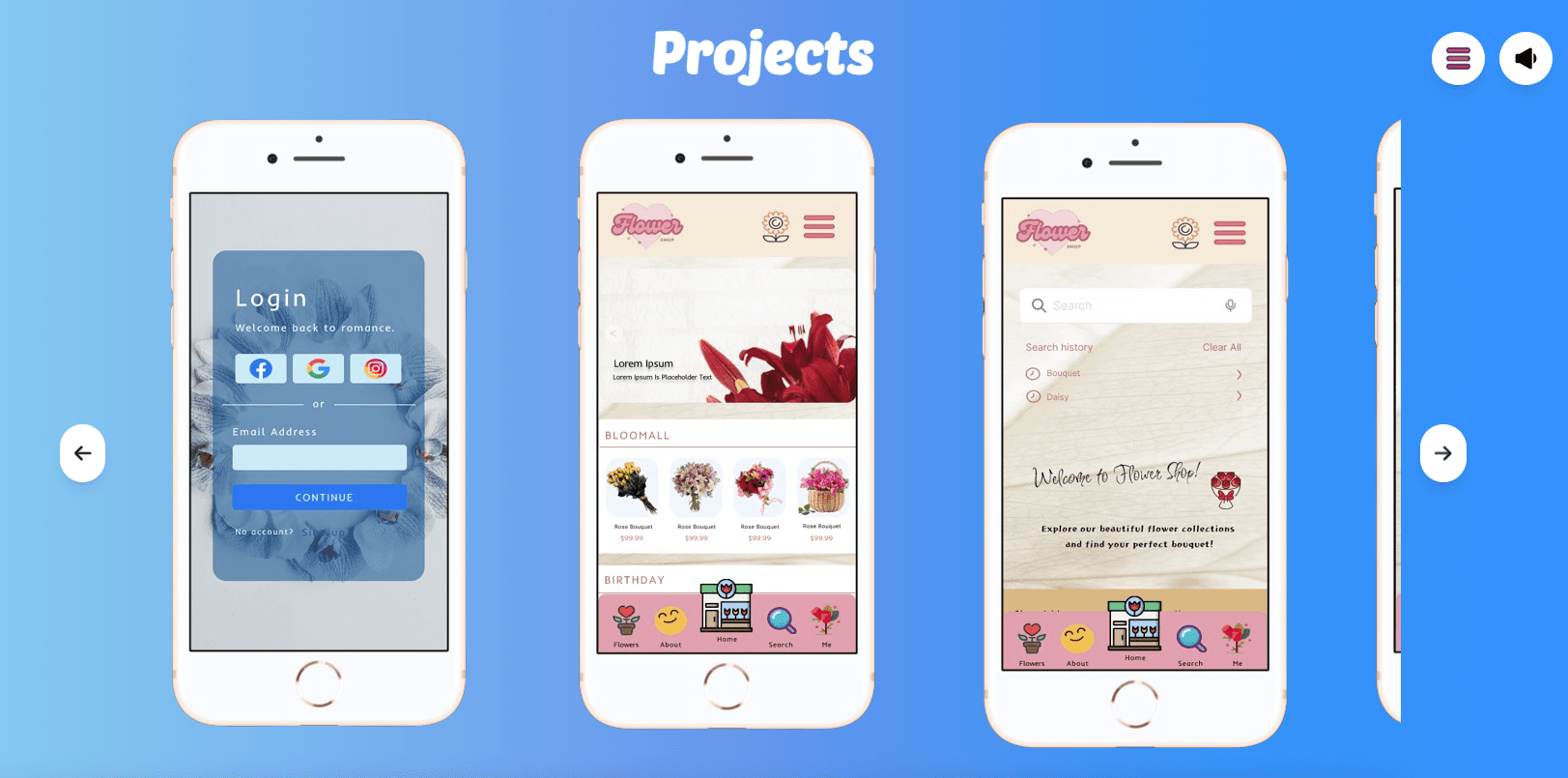Image of Flower shop mobile app UI design